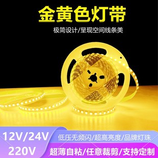 贴片灯带低压12hV24V高亮橙色2835金黄120灯LED防水照明橘黄软灯