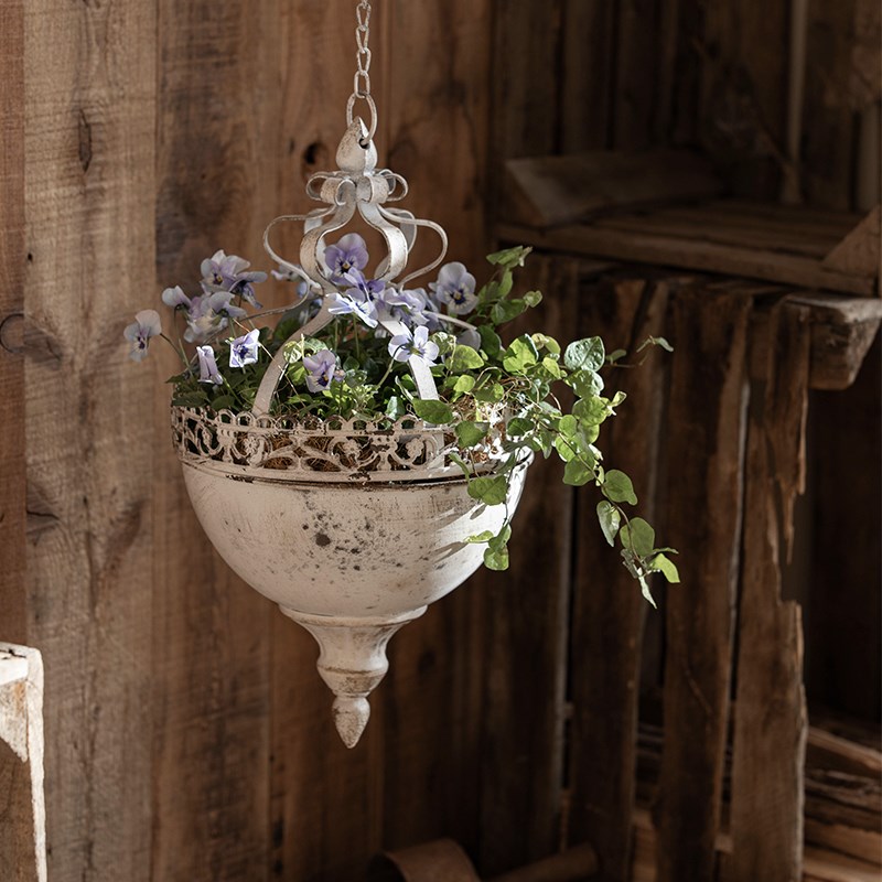 吊兰花盆垂吊花器阳台悬挂栏杆吊盆圆形铁艺挂盆吊篮盆庭院装饰