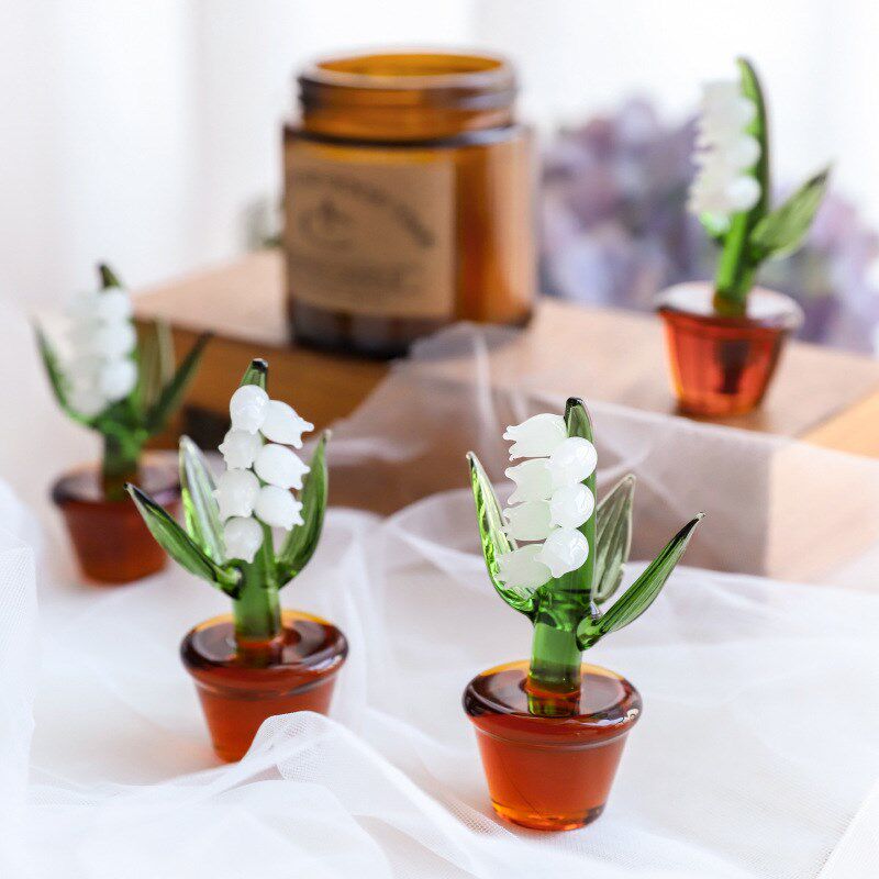 创意铃兰花植物书房桌面摆饰玻璃客厅小摆件家居欧式微景观装饰品