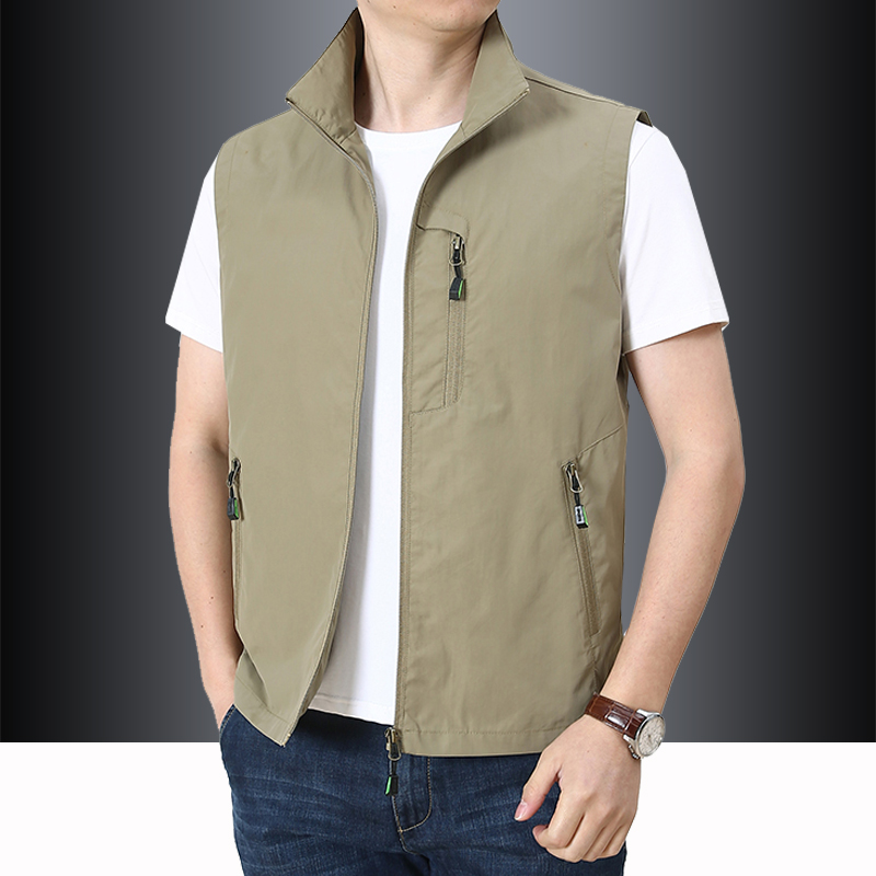 多口袋工装马甲男春秋防风防水坎肩外套户外休闲无袖夹克钓鱼马夹