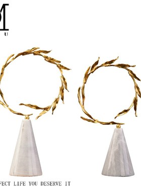 北欧轻奢大理石金属摆件现代简约客厅电视柜样板间玄关家居装饰品