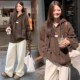 秋冬款 套C装 2024新款 孕妇装 韩版 时尚 慵懒风连帽毛衣阔腿裤 秋两件