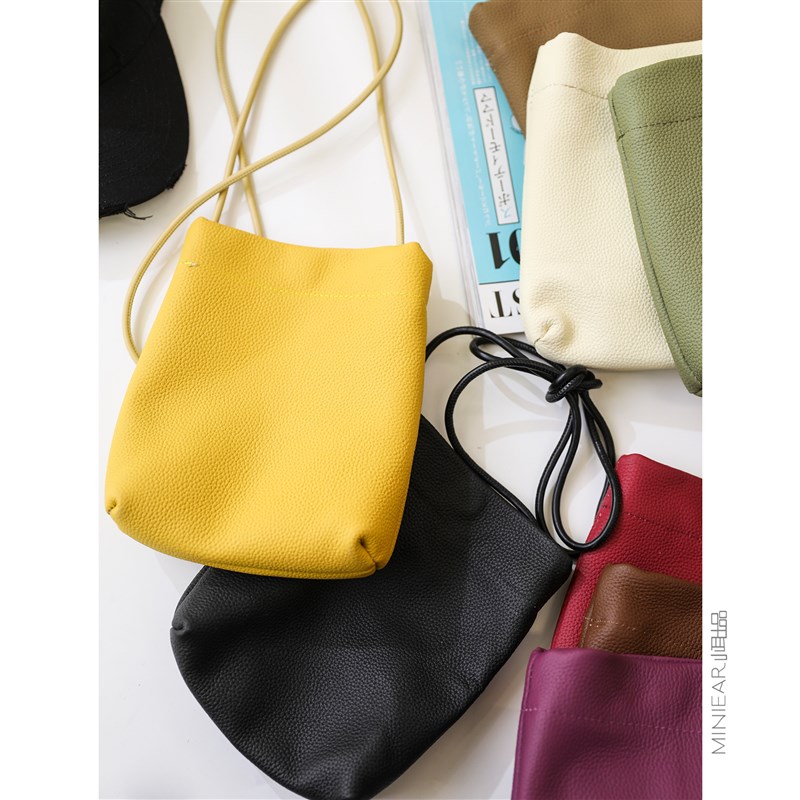 小耳出品头层牛皮长肩带斜挎水桶包女皮包轻便真皮时尚迷你包包