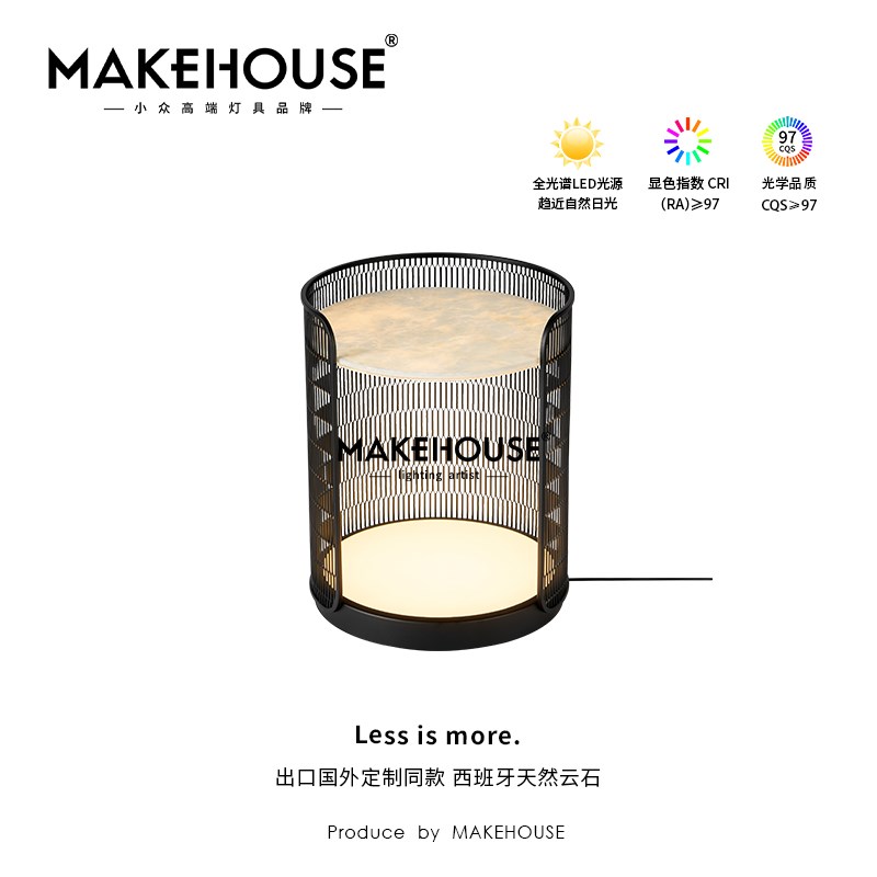 高端卧室床头柜一体落地灯意式极简约客厅边几置物台茶几氛围灯