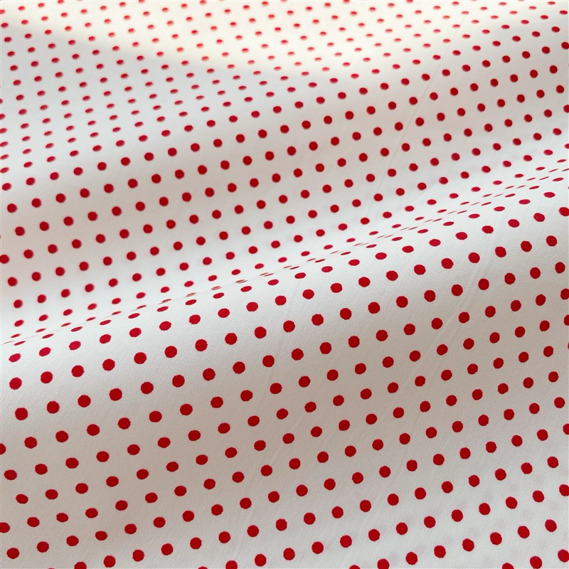 红色波点全棉面料手作diy包包布料经典红色圆点纯棉布