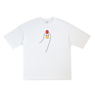 叮咚鸡T恤 男女 宽松 纯棉 短袖 落肩 重磅 可爱 白tee