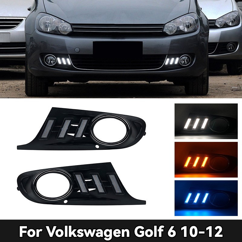 适用于大众10-12款高尔夫6日行灯 改装专用LED日间行车灯流光转向