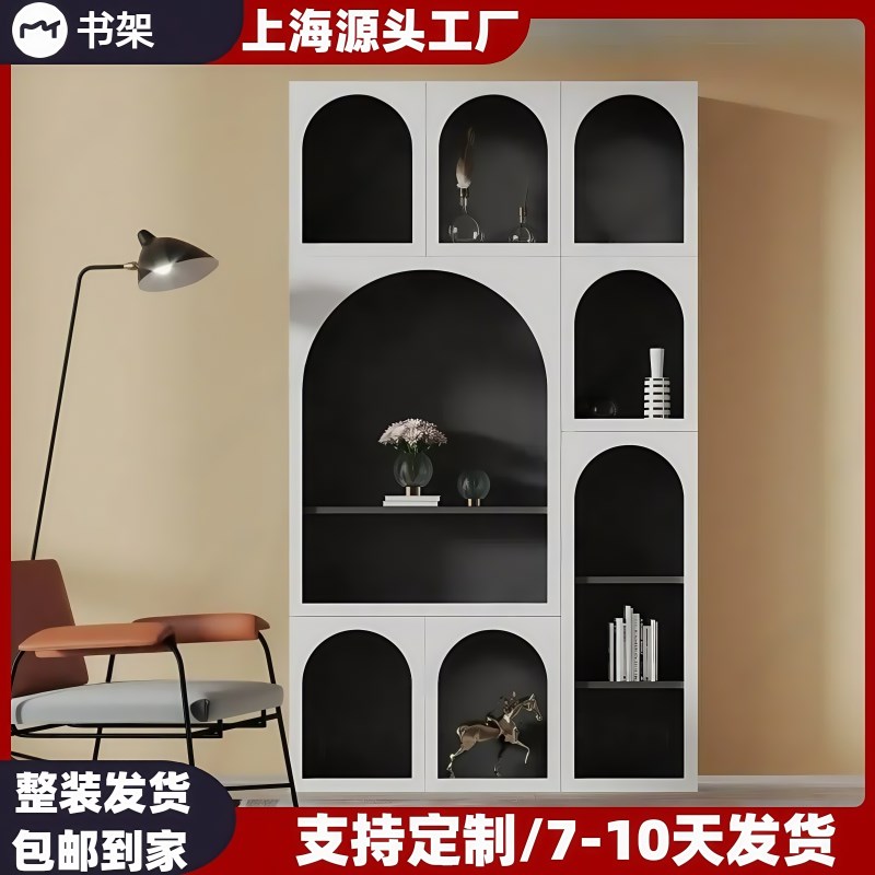 北欧烤漆书柜书架现代简约陈列柜装饰柜烤漆隔断柜酒柜置物架定制