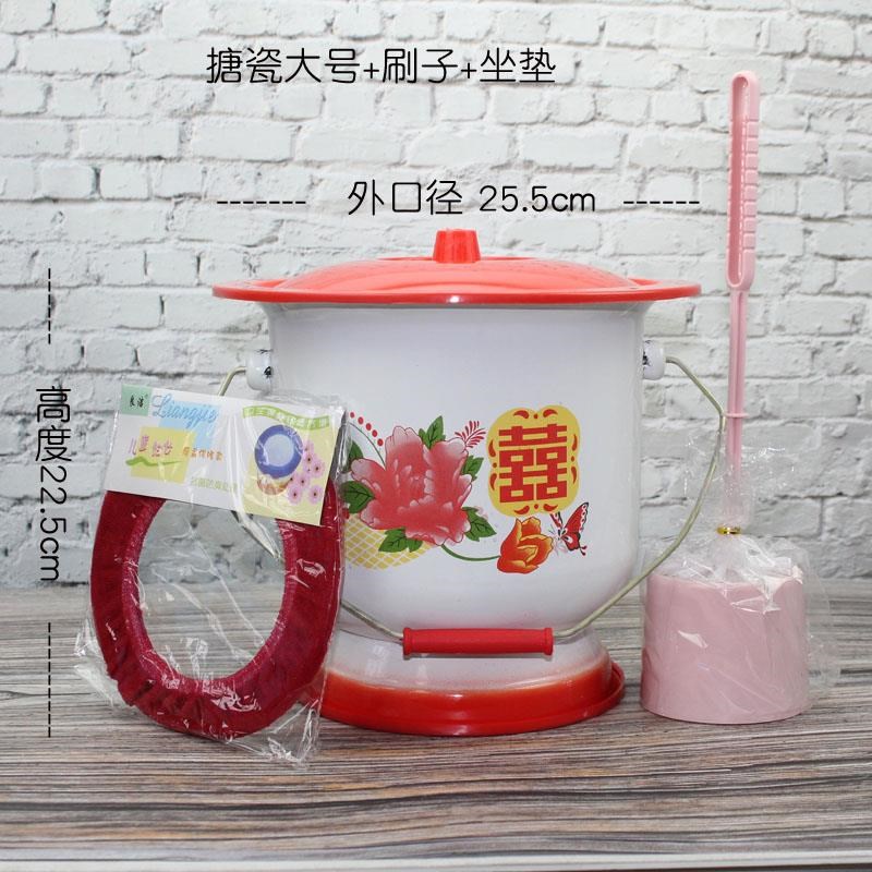 痰盂坐便器女高脚尿桶大人尿盆带盖搪G瓷防臭家用起夜老人卧室加
