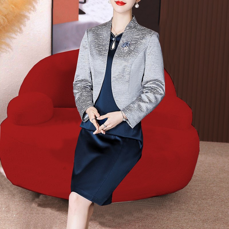 喜妈妈婚宴高档旗袍礼q服秋冬款女儿结婚穿的服装参加婚礼大码女