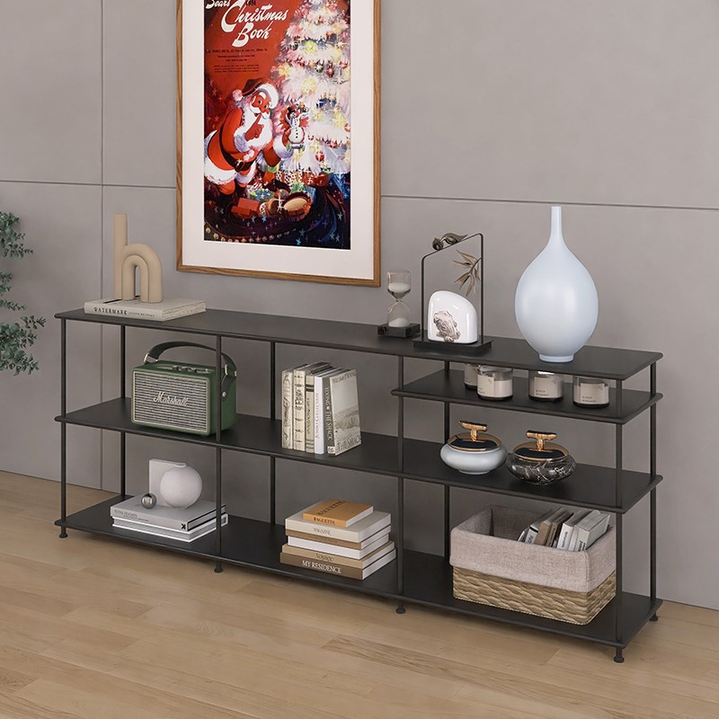 北欧铁艺置物架落地收纳架小户型办公室大厅展示架意式轻奢书架