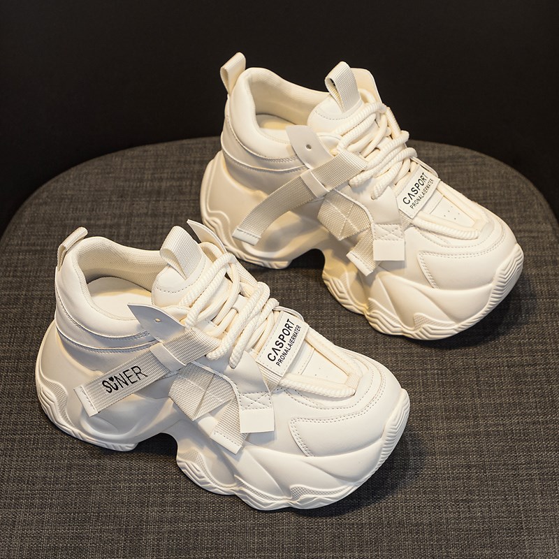 老爹鞋女2024新款厚底内增高爆款百搭秋季34码松糕运动休闲小白鞋