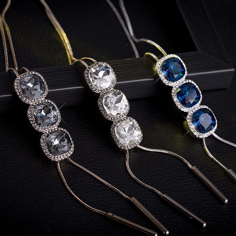 秋冬时尚韩版长款项链毛衣链女装百搭配饰品挂件流苏水晶吊坠