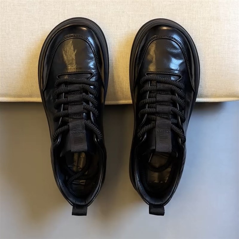 890230秋季新款纯皮商务休闲系带款舒适圆头时尚百搭软底皮鞋男