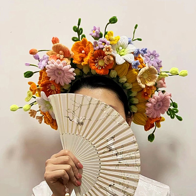 簪花扭扭棒手工自制diy材料y包泉州浔埔女头饰发箍花束成品送女友