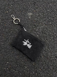 Stussy现货自主新款刺绣零钱卡包经典logo简约迷你