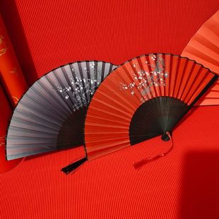 折扇骨 折叠扇青学生面子扇子女 厂黑二古风扇竹质中国家布礼品