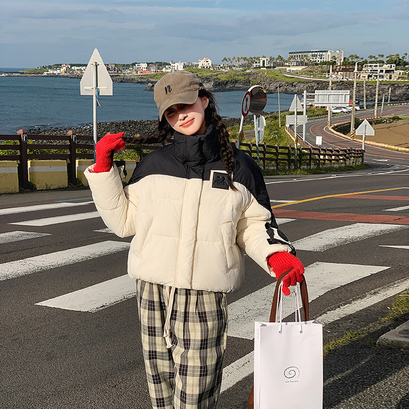 2025年新款女冬短款棉服韩版宽松小个子加厚棉衣棉袄撞色时尚外套,女装/女士精品,棉衣/棉服,淘宝优惠券,粉丝福利购,淘宝优惠卷