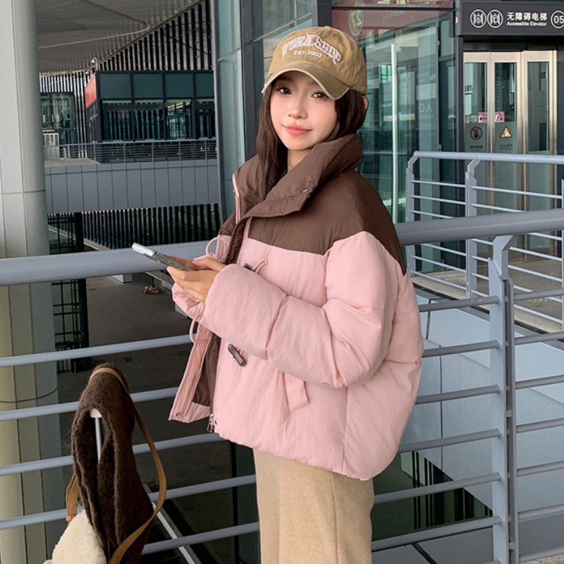2025年新款棉服女冬短款韩版宽松撞色外套设计感加厚棉衣棉袄潮