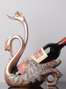 欧式创意红酒架摆件现代简约家用天鹅客厅酒柜装饰品葡萄酒架架子