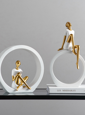 创意女孩现代简约酒柜电视柜装饰摆饰轻奢高档客厅玄关办公室桌面