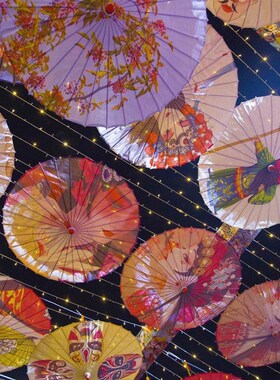 国潮风成人儿童防雨女古风油纸伞舞蹈演出伞汉服伞装饰吊顶绸布伞
