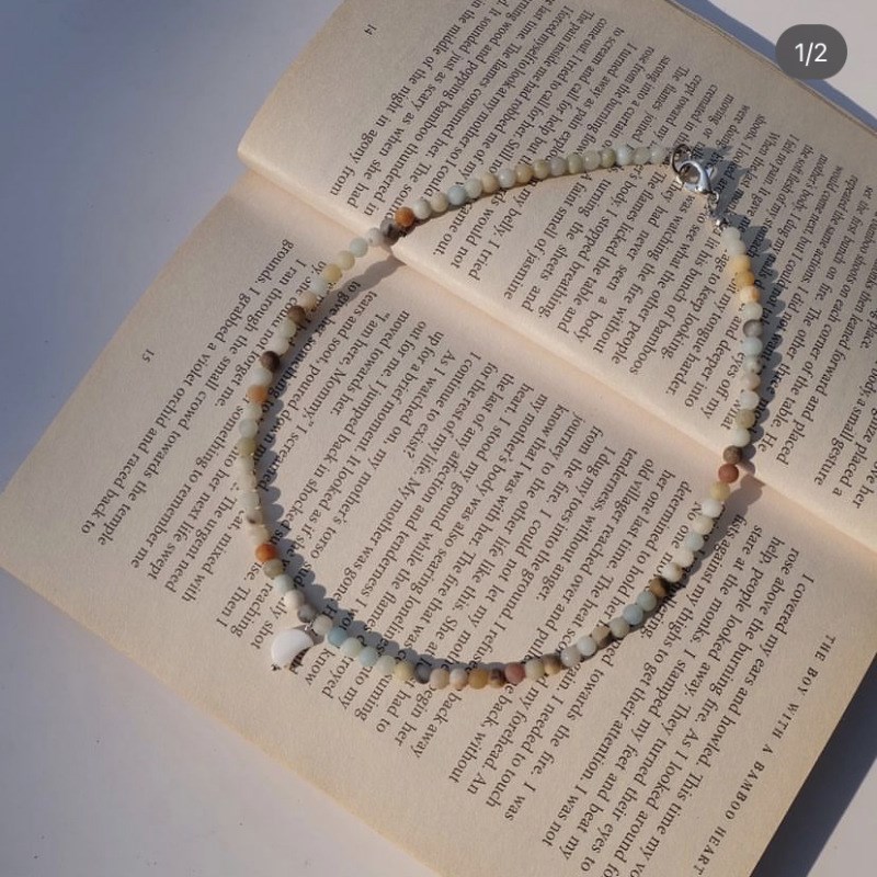 轻奢小众彩色天然石珍珠串珠项链时尚夏气质高级感简约颈链锁骨链