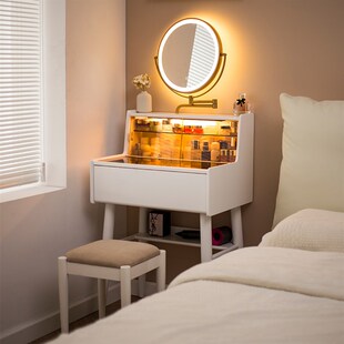 法式奶油风实木梳妆台小型卧室化妆桌小户型白色化妆台50cm60公分
