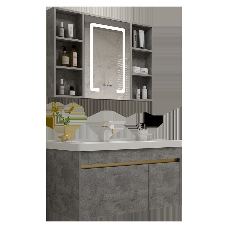 智能北欧浴室柜组合简约轻奢洗手盆柜洗脸盆柜卫生间洗漱台卫浴柜