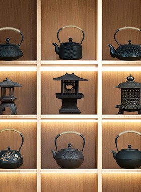 新中式家居软装茶室茶壶酒店博古架样板房茶具复古装饰摆件茶文化