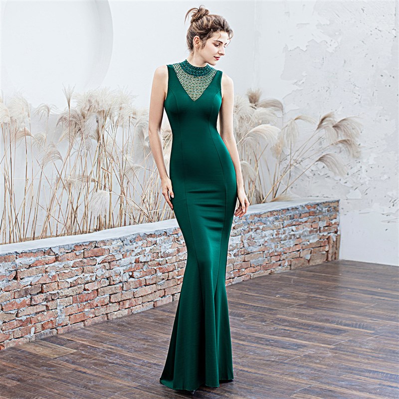 2025新款轻奢高级感连衣裙女气质女神范主持人宴会显瘦鱼尾晚礼服