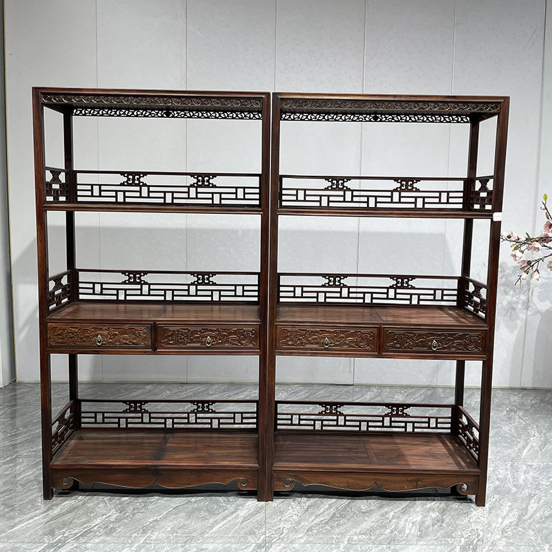 大红酸枝红木家俱品字格围栏书架交趾黄檀书房办公室落地置物架,住宅家具,红木书柜/书架,淘宝优惠券,粉丝福利购,淘宝优惠卷