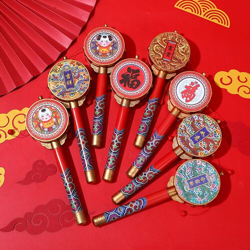 拨浪鼓中国风宝宝手抓老式玩具复古儿童手摇鼓摇摇鼓孩子可爱礼物