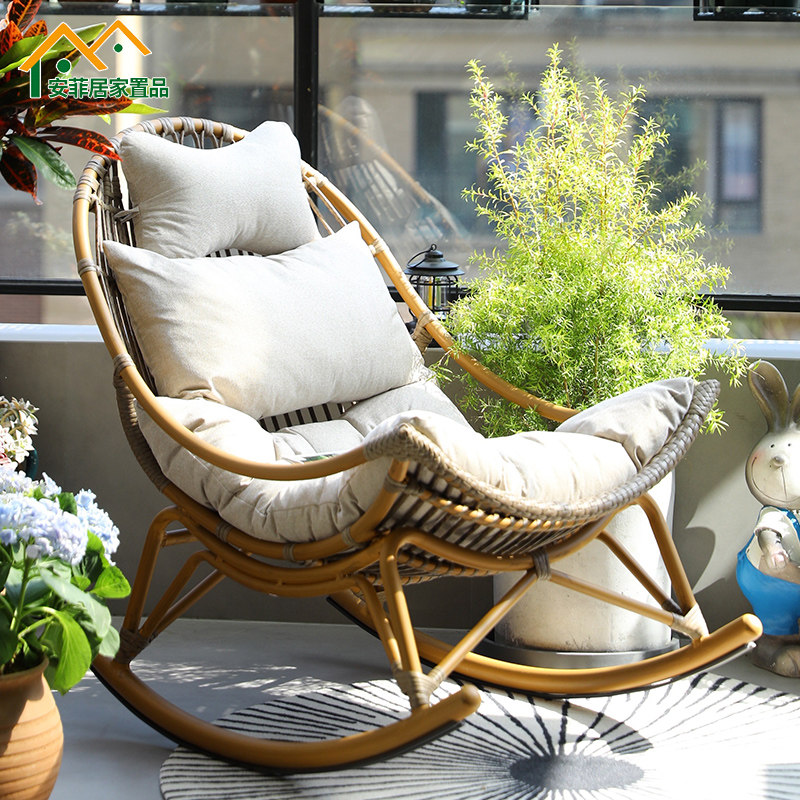 摇椅阳台休闲椅家用躺椅户外靠背椅大人藤编摇摇椅花园懒人藤椅子,住宅家具,阳台椅,淘宝优惠券,粉丝福利购,淘宝优惠卷