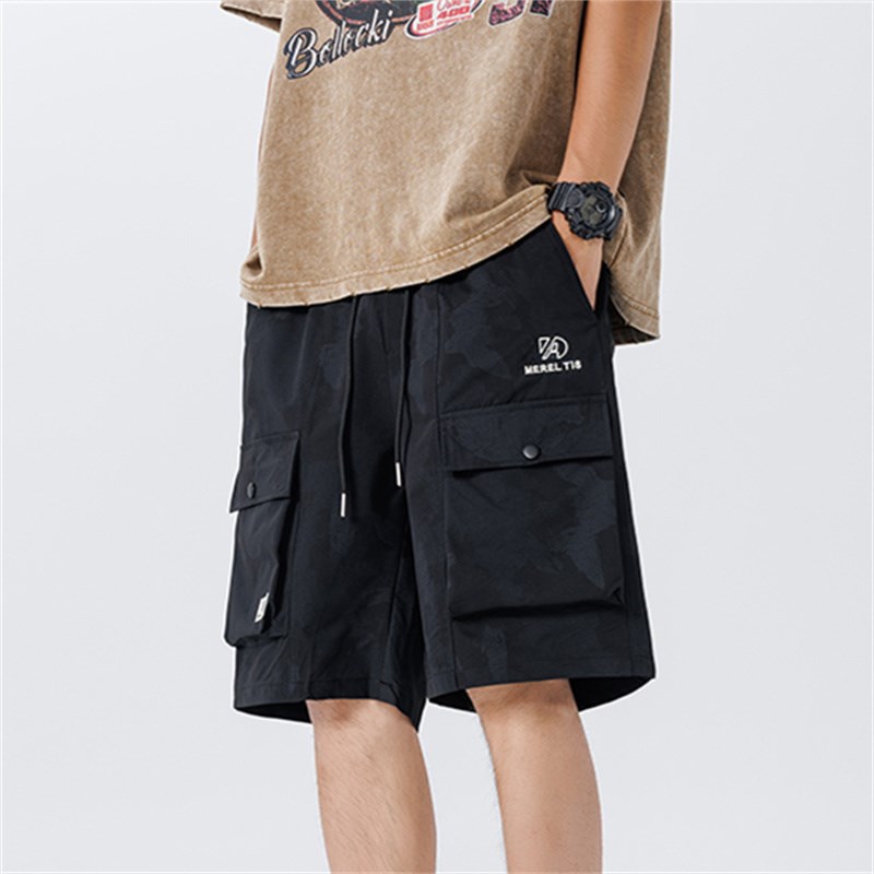 五分短裤男生夏季薄款休闲中裤青少年初中学生大童冰丝工装裤子潮