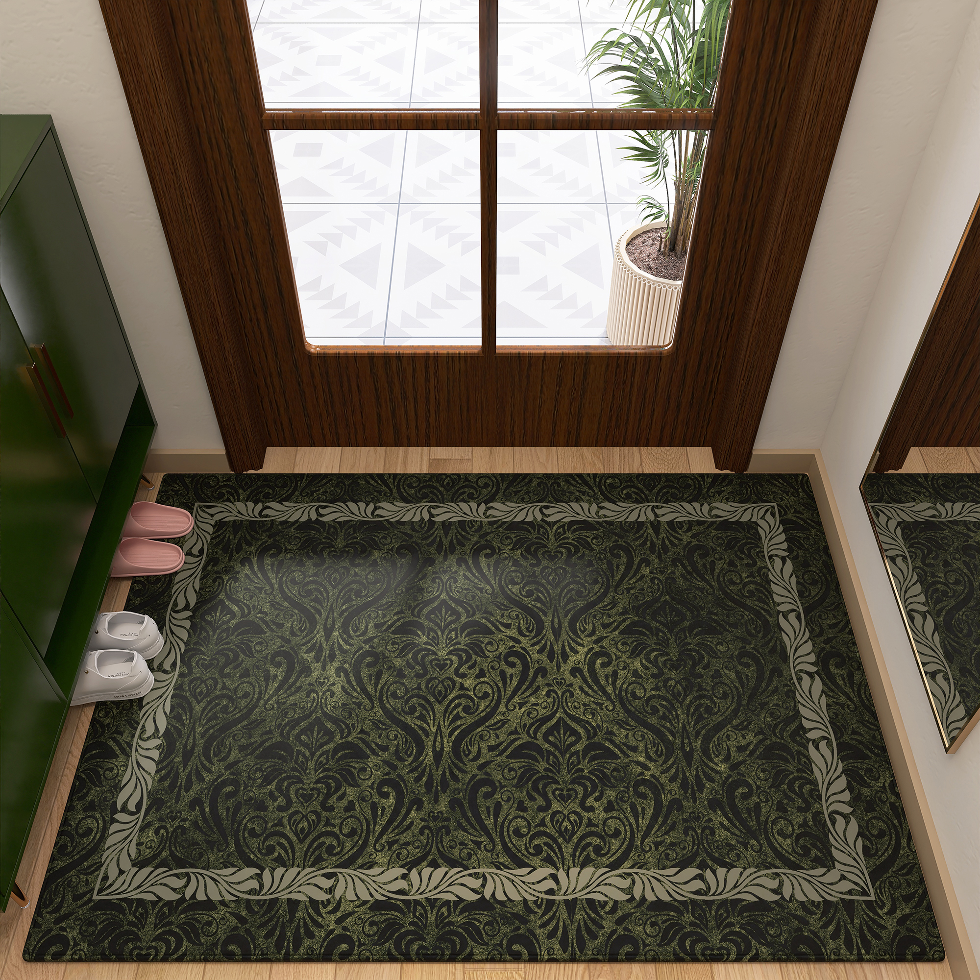 高级感轻奢复古入户门地垫进门耐脏地毯玄关大门口防滑家用踩脚垫