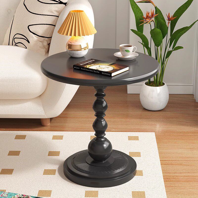 复古沙发边几客厅小茶几边柜创意简约黑色小户型铁艺床头柜小圆桌