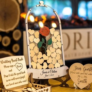 玫瑰留言簿婚礼创意美女与野兽婚礼签到框相簿签名本簿板活动结婚
