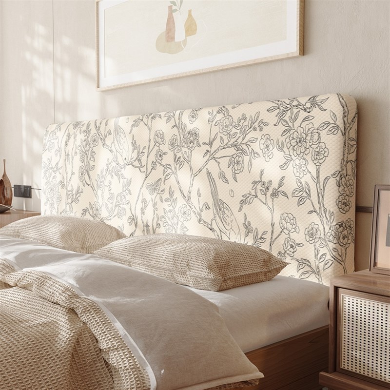 轻奢枝叶床头套罩2024年新款高档四季通用款软包床头万能罩套子