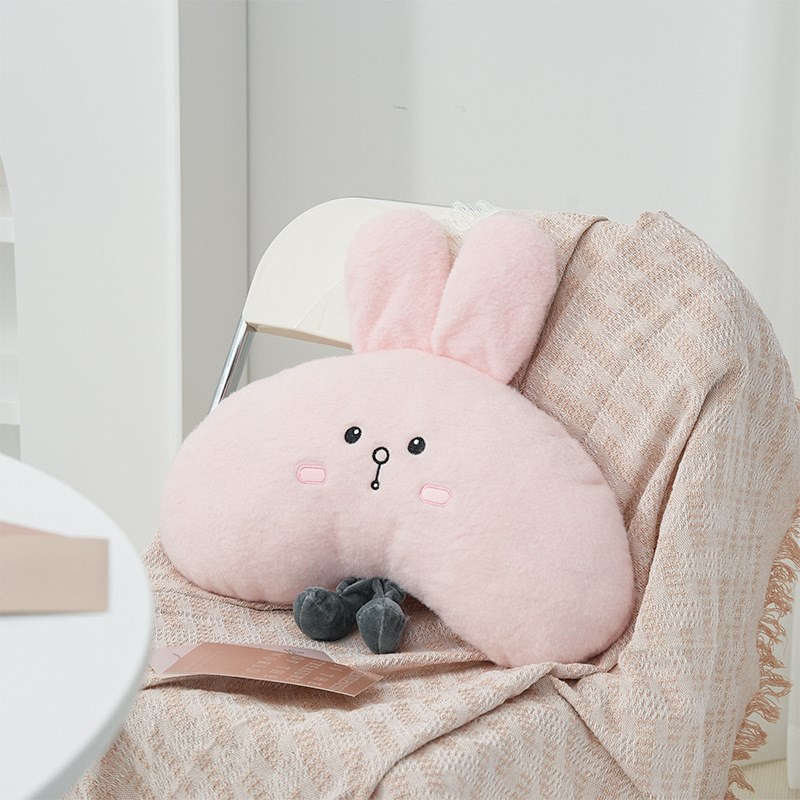 办公室护腰靠垫卡通动物月牙兔抱枕毛绒玩具沙发宿舍靠背抱枕腰靠