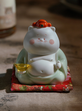 招财猫陶瓷可爱摆件小猫咪家居客厅装饰店铺开业工艺品礼品发财猫