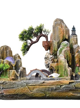 假山流水喷泉高端客厅玄关桌面室内招财时来运转摆件店铺开业礼物