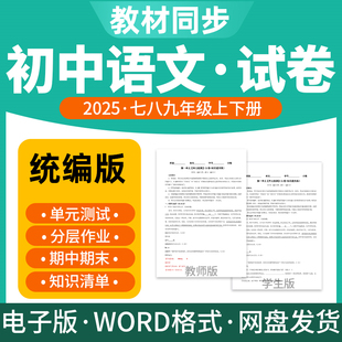 检测分层作业期中期末试卷知识点总结专项练习七八九年级上下册电子版 2025新版 同步练习题单元 初中语文试题试卷电子版 资料 人教版