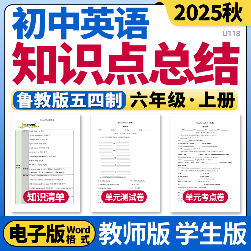 2025新鲁教版五四制初中英语六年级年级上册单元知识点清单归纳总结单元测试卷考点卷速记巧练初一电子版