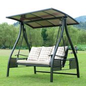 西窗 户外秋千庭院阳台家用吊椅休闲花园双人太阳能铸铝荡秋千