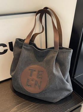 大容量帆布包包女式2025新款上班通勤包单肩包手提袋腋下包托特包