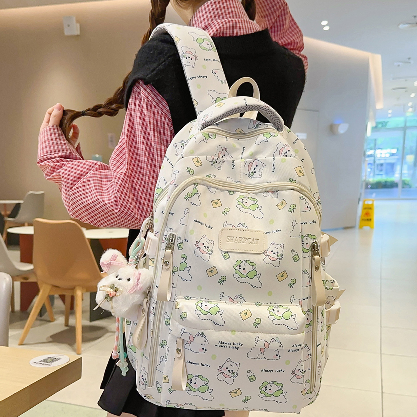 高颜值ins书包初中女生小学生背包大容量高中学生卡通可爱双肩包