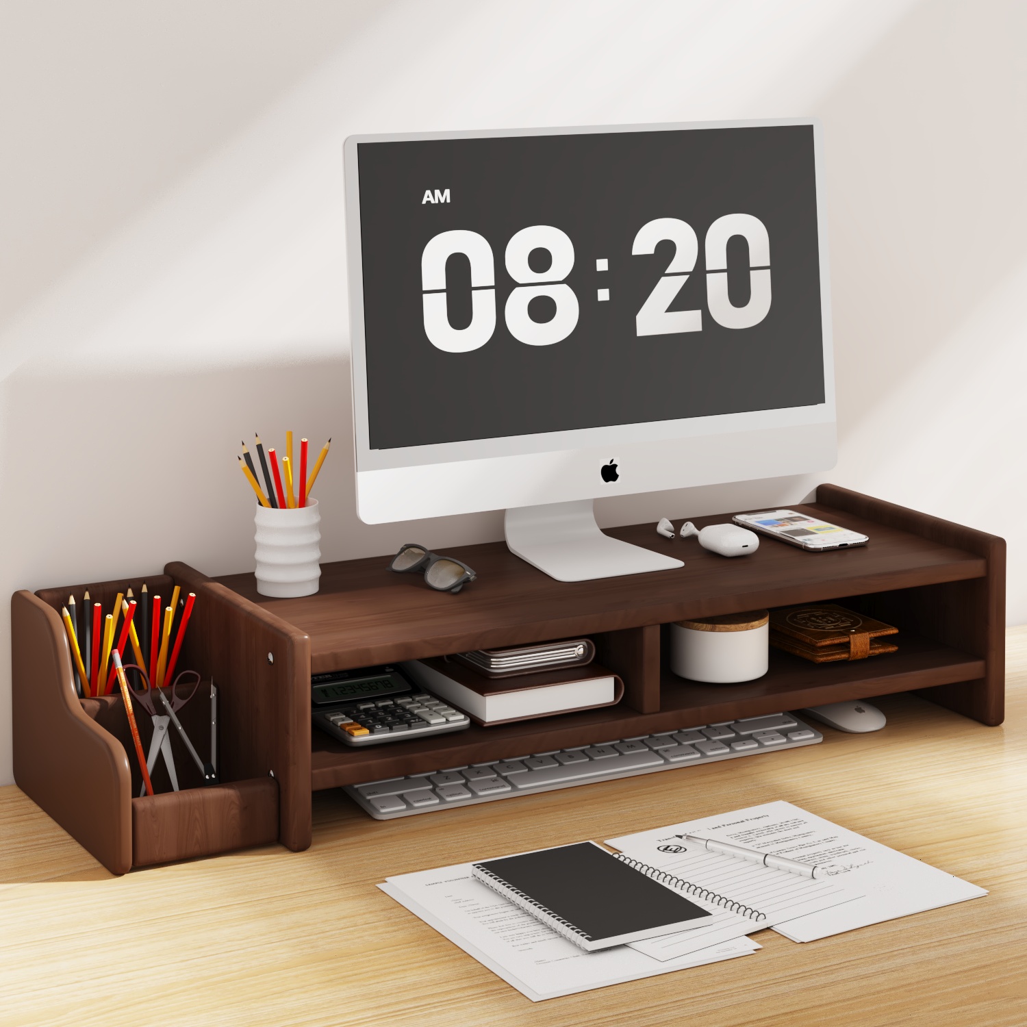 台式电脑增高架办公室工位显示器抬高架桌面显示屏改造置物垫高架