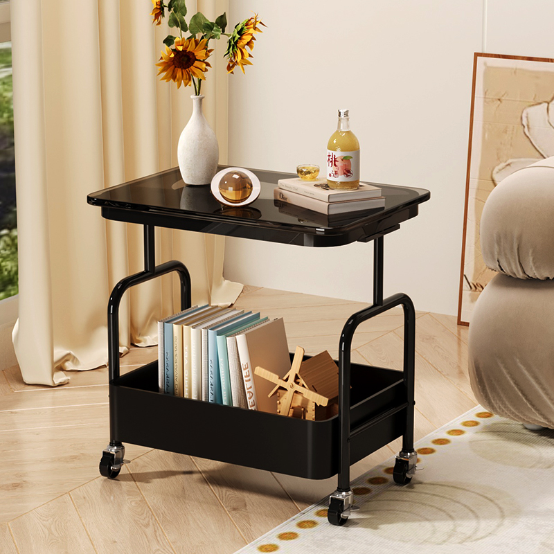 沙发边几可移动茶几客厅家用边柜小推车奶油碳钢小桌子收纳置物架