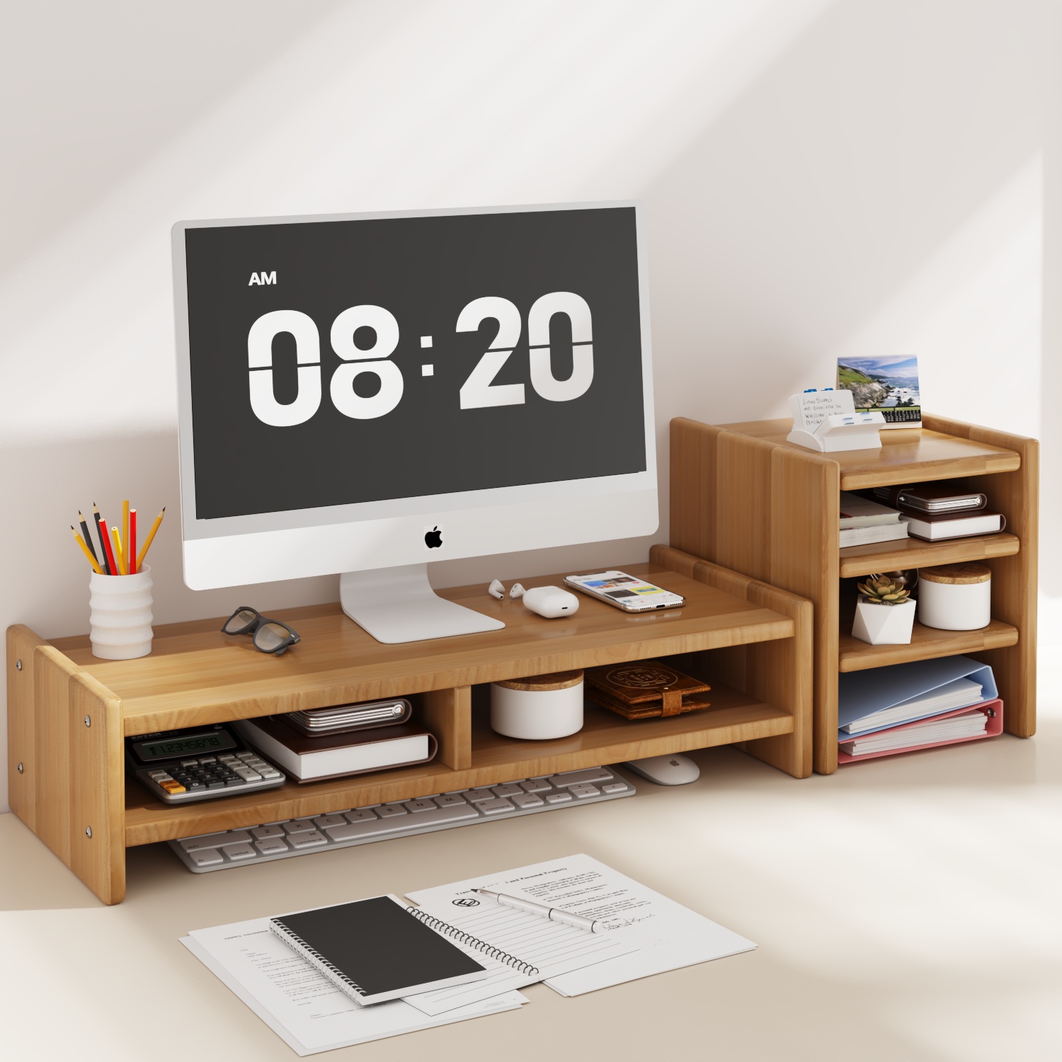 台式电脑增高架办公室工位显示器抬高架桌面显示屏改造置物垫高架